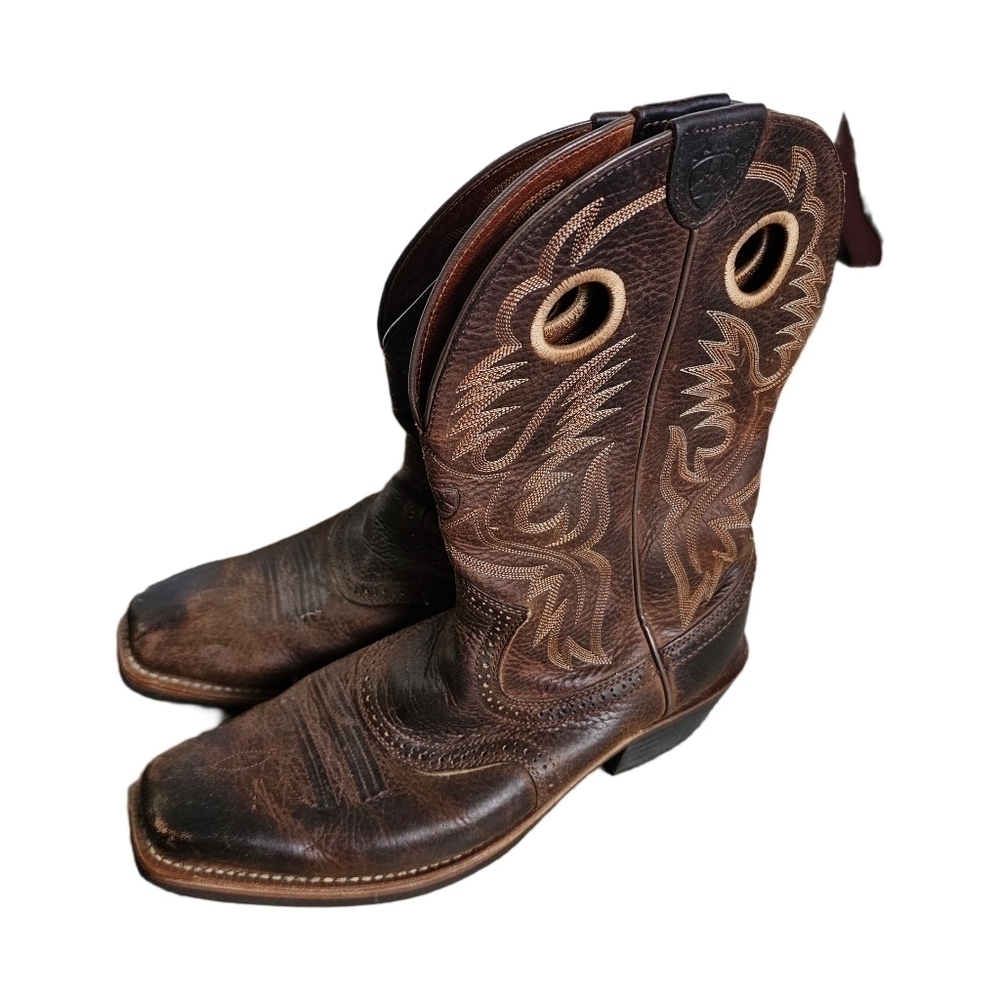 Ariat leather brown western square toe boots